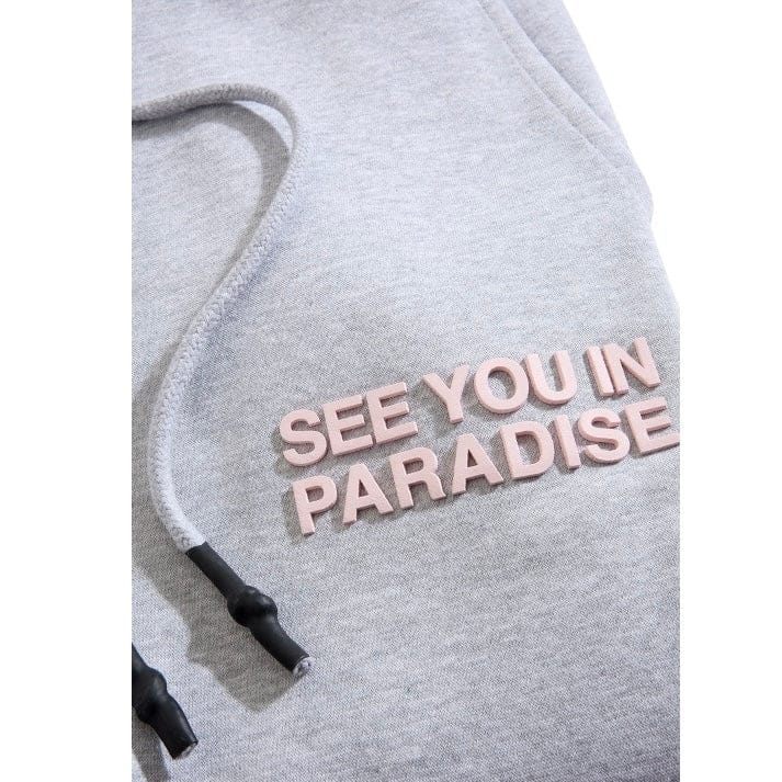 See You In Paradise Stacked Sweatpants (Heather Grey/Pink) - Image 4