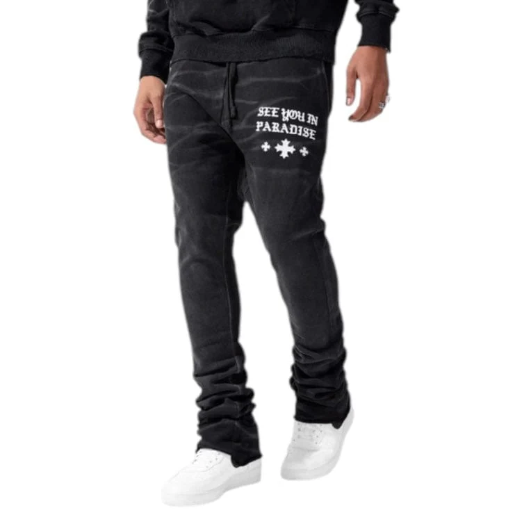 See You In Paradise Stacked Sweatpants (Vintage Black) 8639L - Image 3