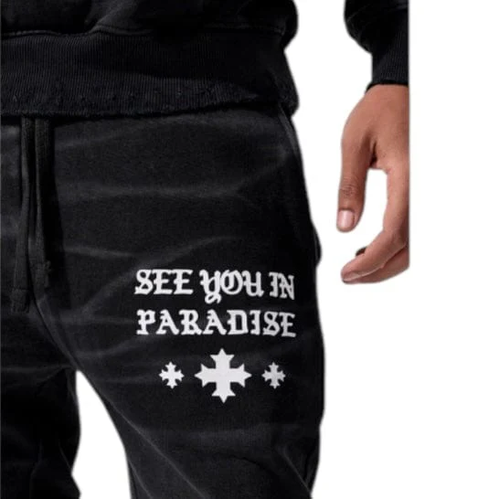 See You In Paradise Stacked Sweatpants (Vintage Black) 8639L - Image 4