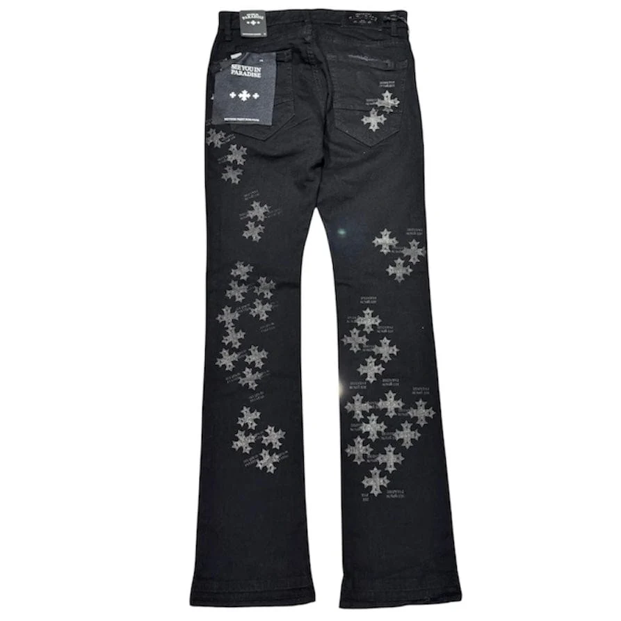See You In Paradise Stamp Stacked Denim (Black) JTF2293 - Image 2
