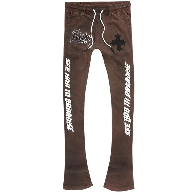 See You In Paradise The Reaper Stacked Sweatpants (Brown) 8641L - Image 2
