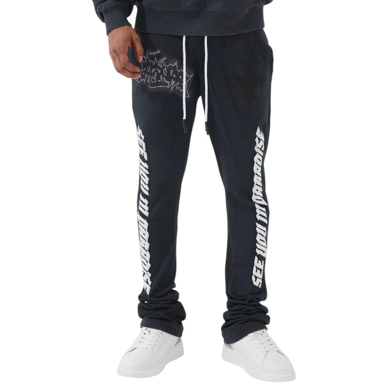 See You In Paradise The Reaper Stacked Sweatpants (Charcoal) 8641L