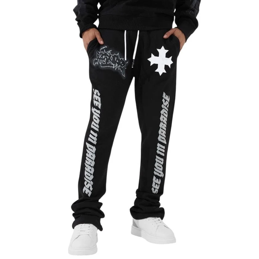 See You In Paradise The Reaper Stacked Sweatpants (Jet Black) 8641L