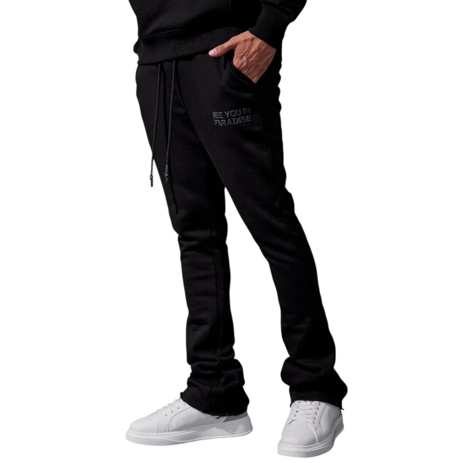 See You In Paradise Tonal Stacked Sweatpants (Black) - Image 2