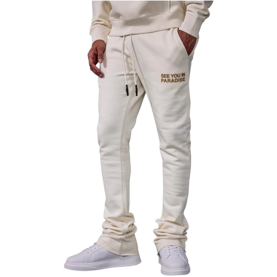 See You In Paradise Tonal Stacked Sweatpants (Bone)