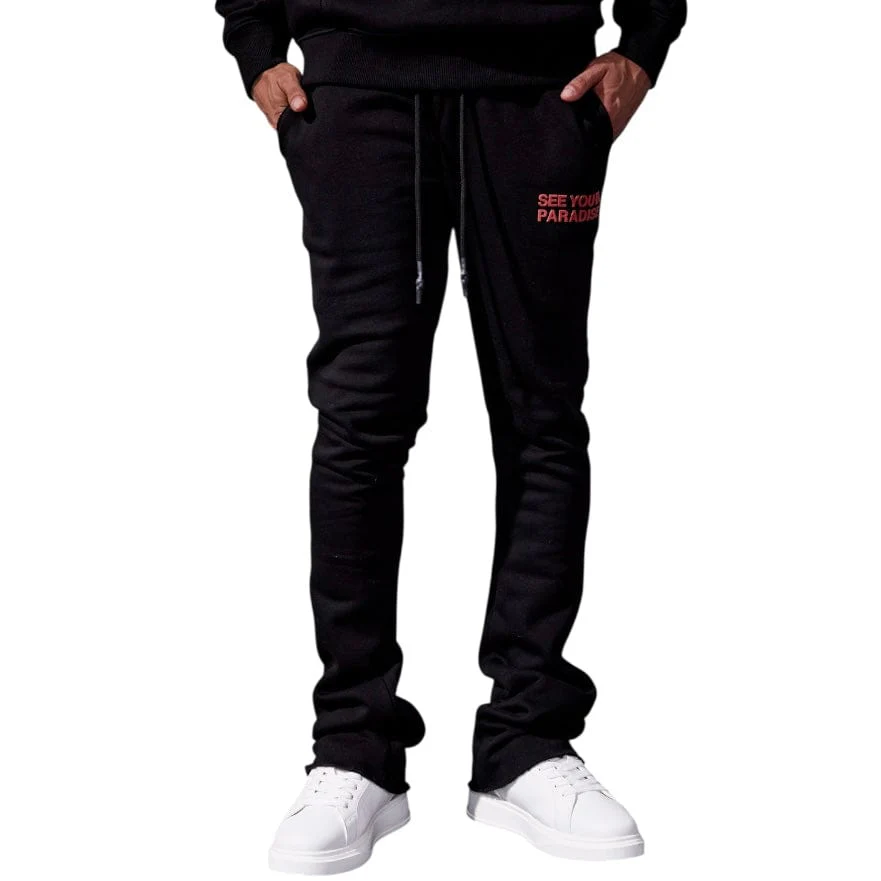 See You In Paradise Tonal Stacked Sweatpants (Crimson)