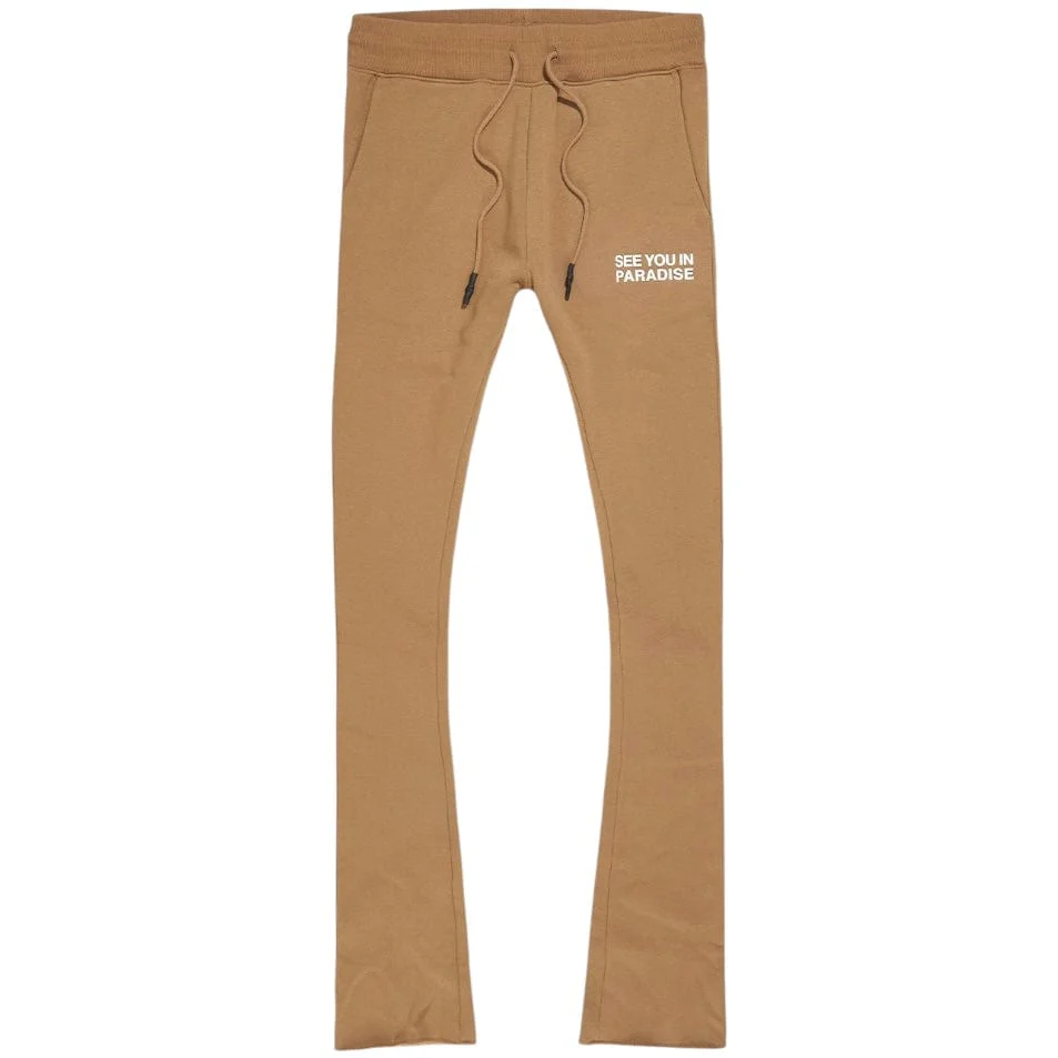 See You In Paradise Tonal Stacked Sweatpants (Mocha) 8899L - Image 2