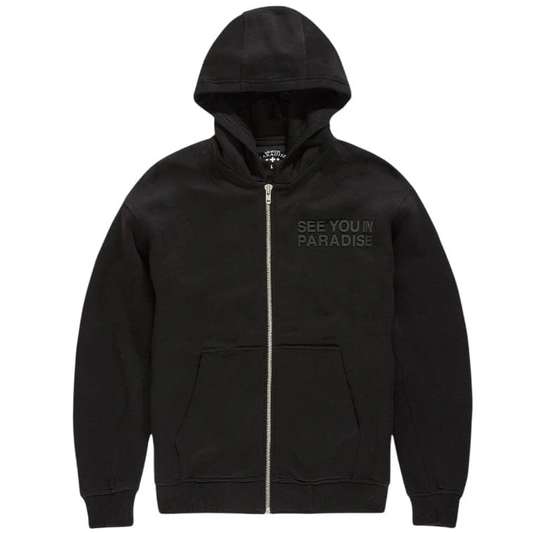 See You In Paradise Tonal Zip Up Hoodie (Black) 8863H - Image 5