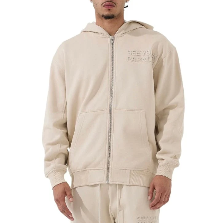 See You In Paradise Tonal Zip Up Hoodie (Taupe Cream) 8863H