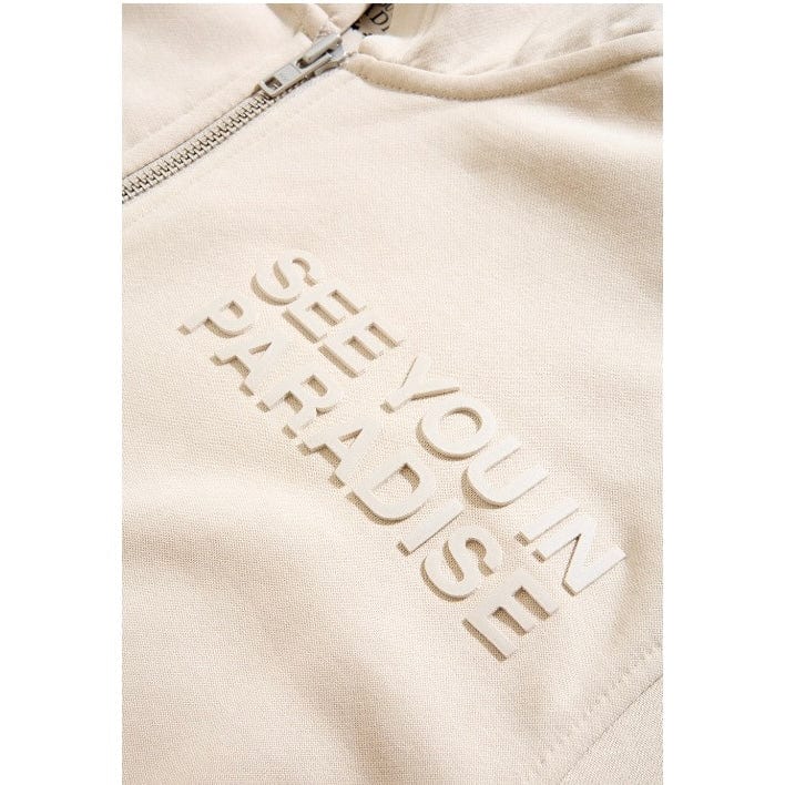 See You In Paradise Tonal Zip Up Hoodie (Taupe Cream) 8863H - Image 3