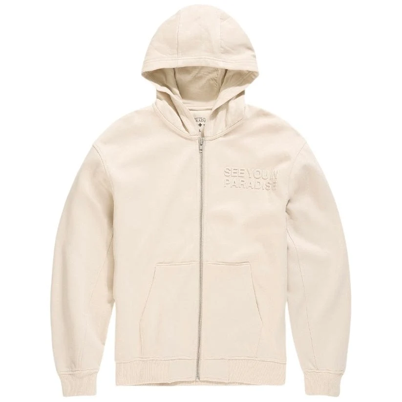 See You In Paradise Tonal Zip Up Hoodie (Taupe Cream) 8863H - Image 5