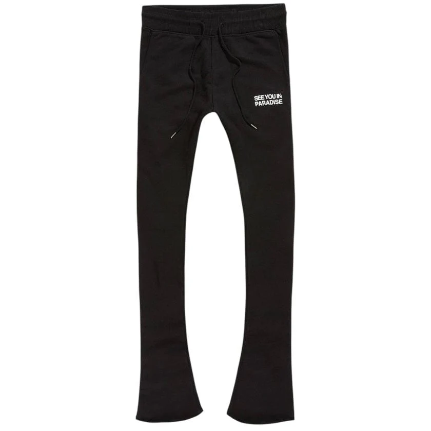 See You In Paradise Washed Stacked Sweatpants (Jet Black) 8897L - Image 2