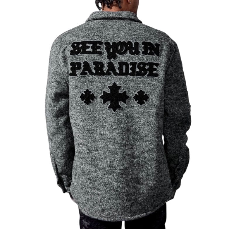See You In Paradise Wool Embroidered Shacket (Charcoal) 2569 - Image 2