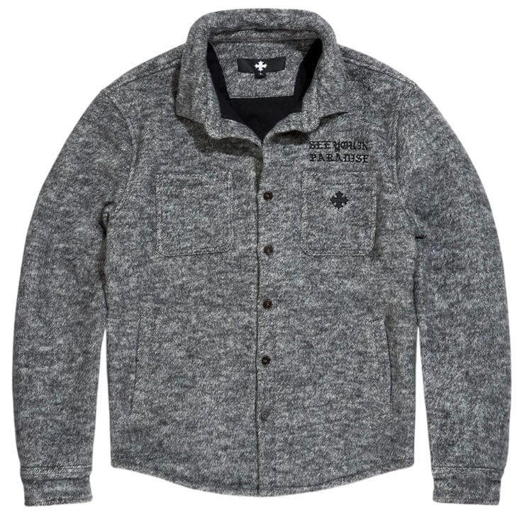See You In Paradise Wool Embroidered Shacket (Charcoal) 2569 - Image 3