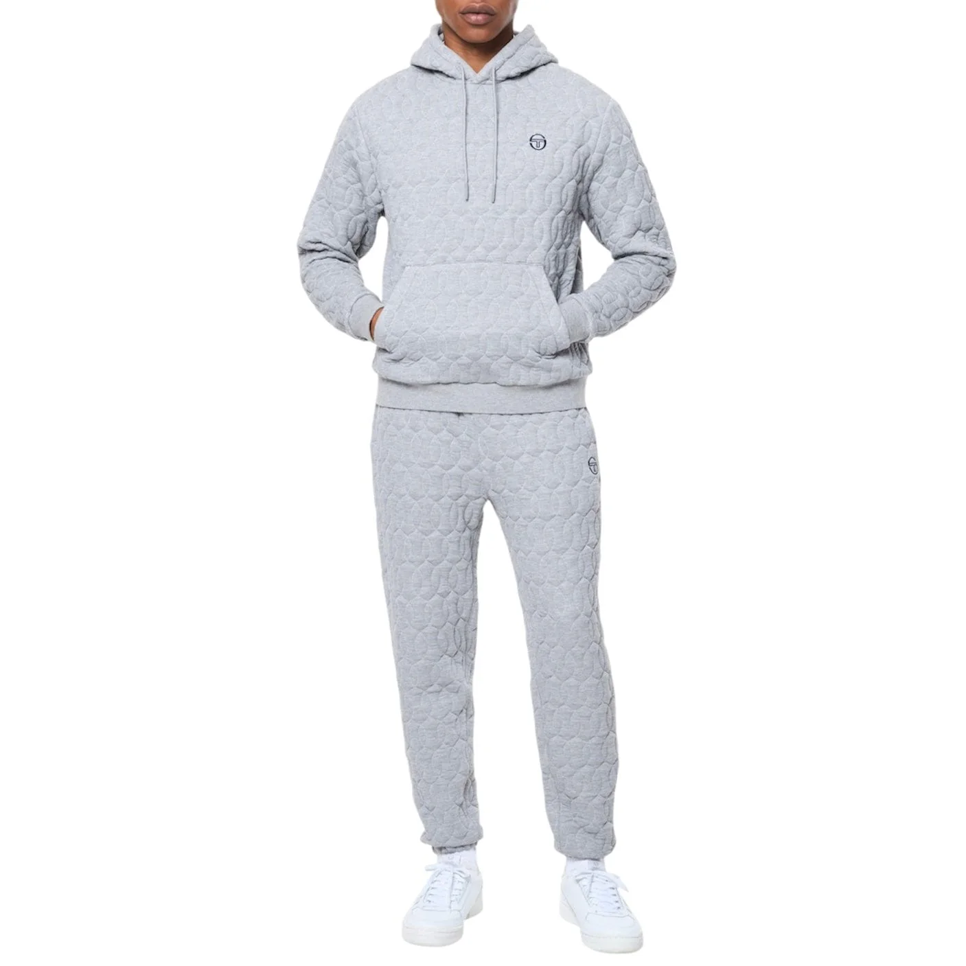 Sergio Tacchini Aversa Quilted Hoodie & Sweatpants Set (Light Heather Grey)
