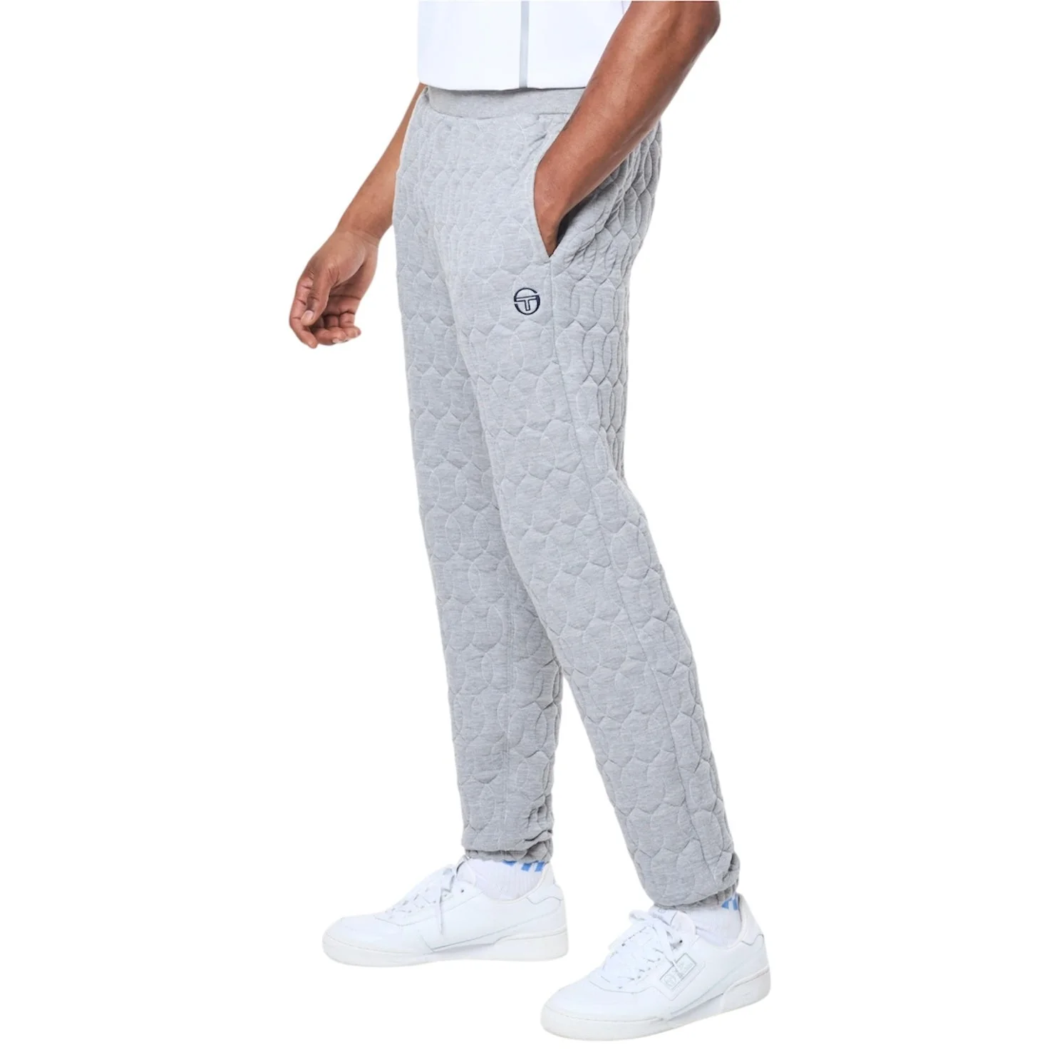 Sergio Tacchini Aversa Quilted Hoodie & Sweatpants Set (Light Heather Grey) - Image 6