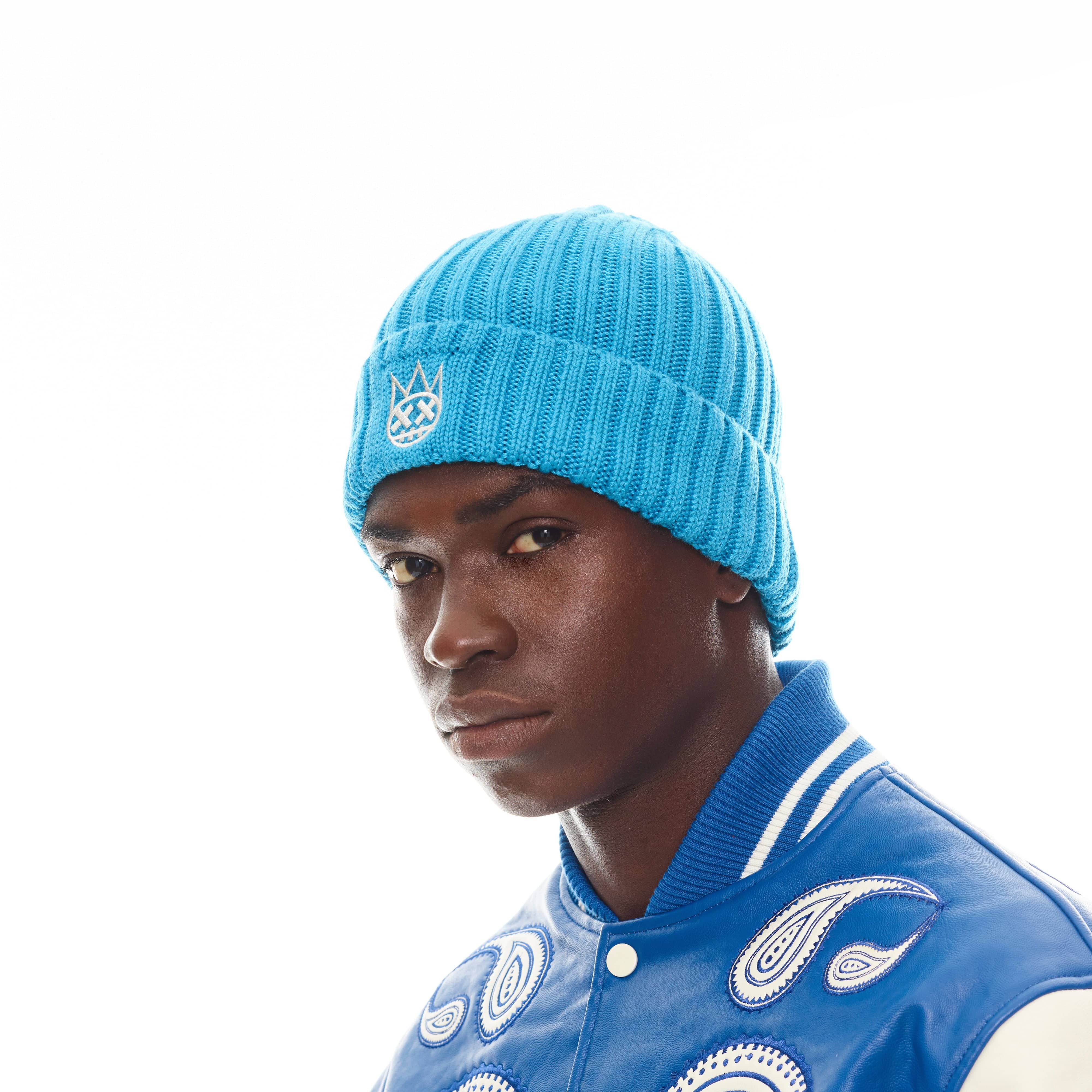 Shimuchan Logo Knit Hat In Electric Blue - Image 3