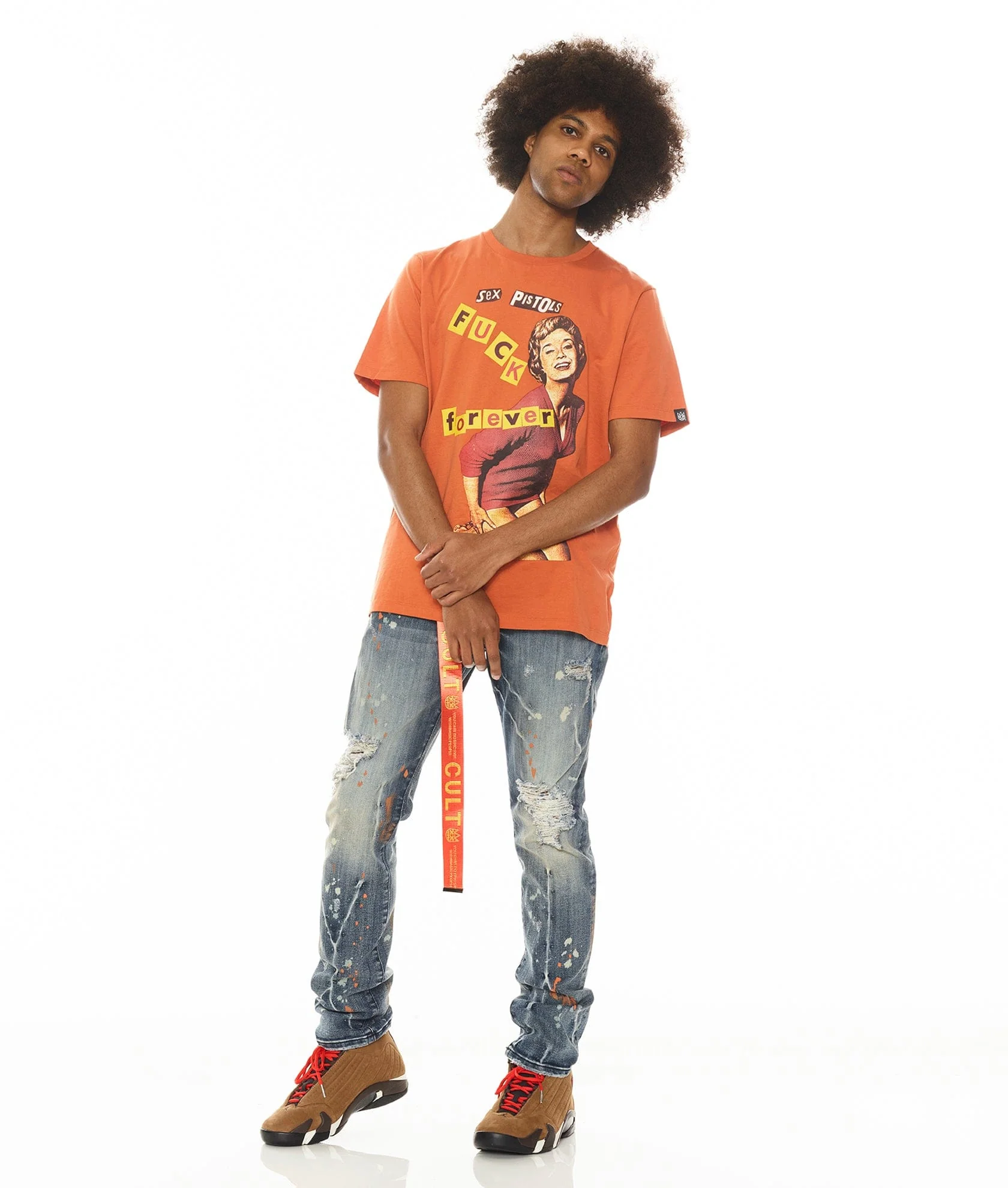 SHORT SLEEVE CREW NECK TEE   "F**K FOREVER" "SEX PISTOLS" IN ARABESQUE - Image 4