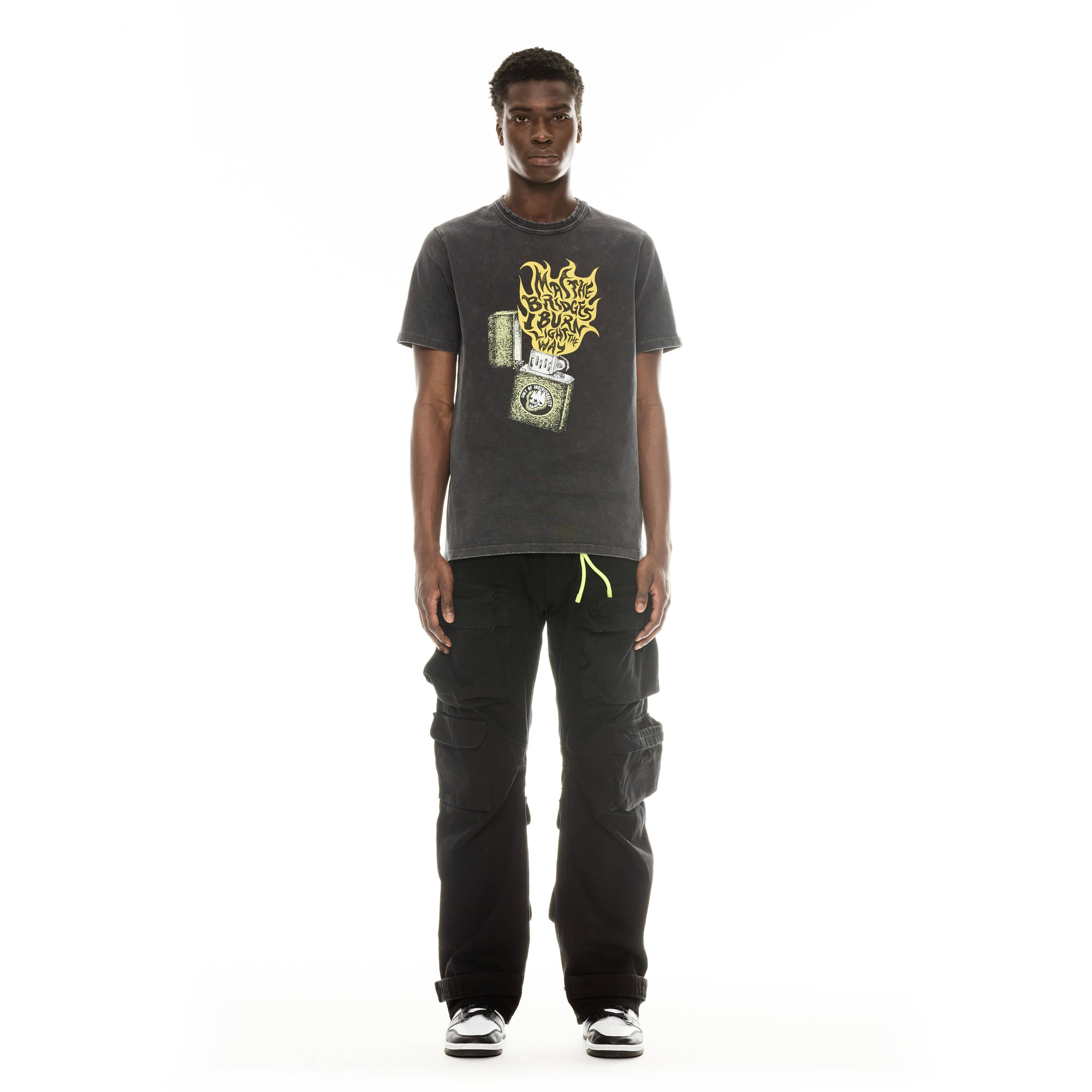 SHORT SLEEVE CREW NECK TEE "LIGHT UP THE SKY" IN VINTAGE CHARCOAL - Image 3