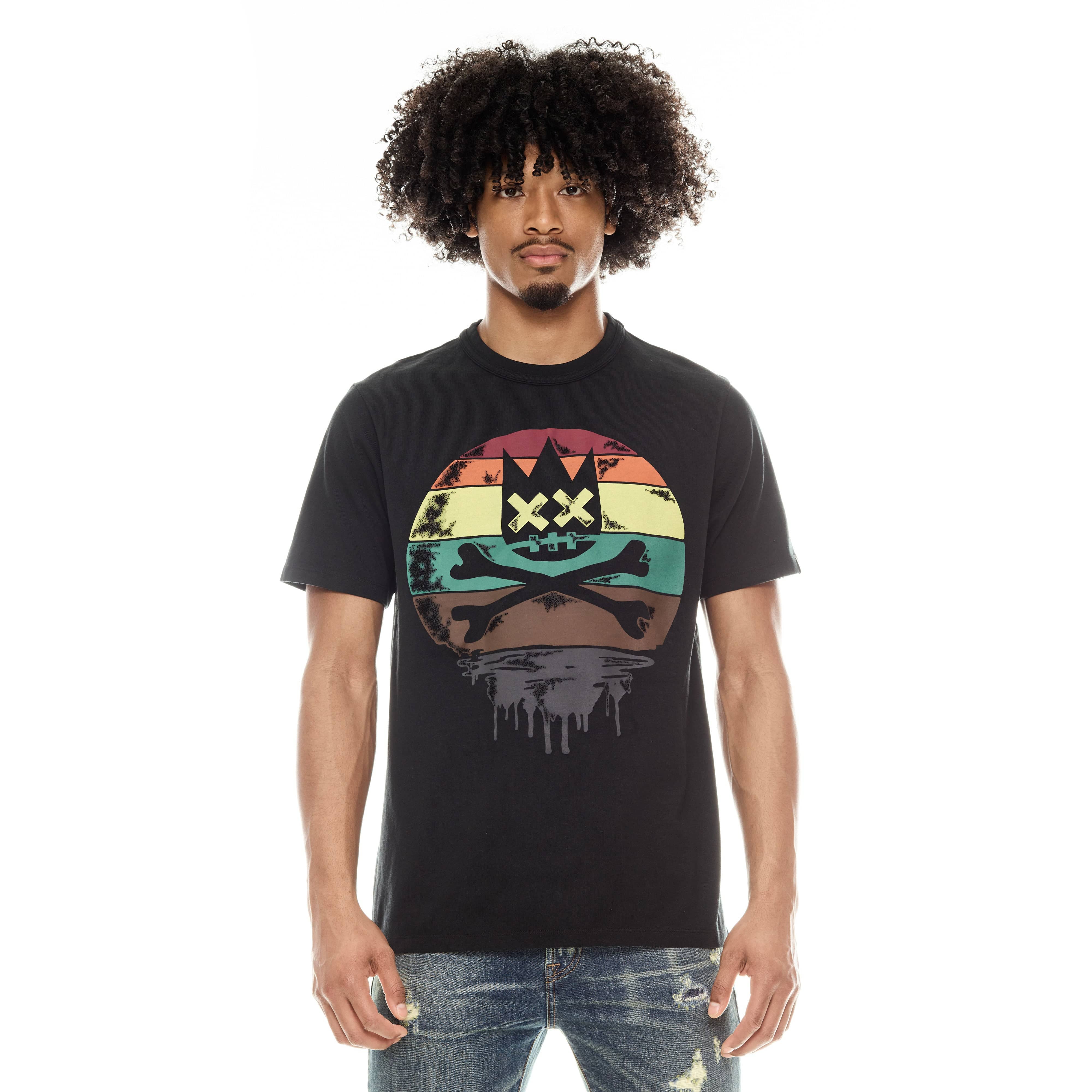 SHORT SLEEVE CREW NECK TEE "MELTING SUN" IN PIRATE BLACK - Image 2