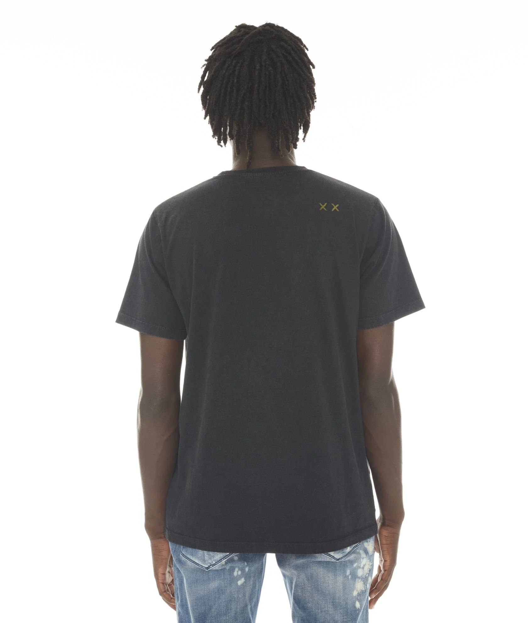 SHORT SLEEVE CREW NECK TEE "ROLLING STONED" IN BLACK/AC DC WASH - Image 2