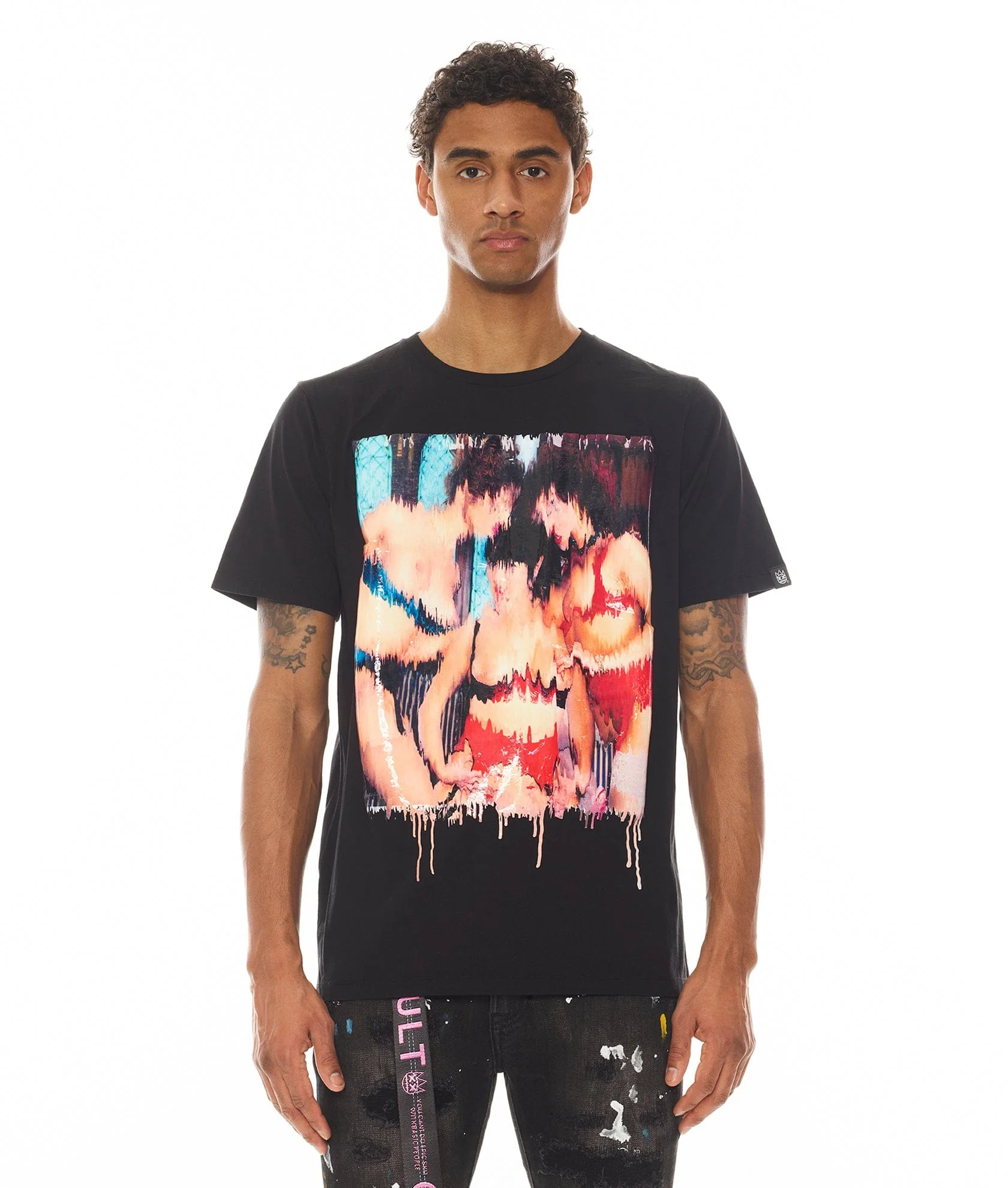 SHORT SLEEVE CREW NECK TEE " S&D ROCK N ROLL" IN BLACK