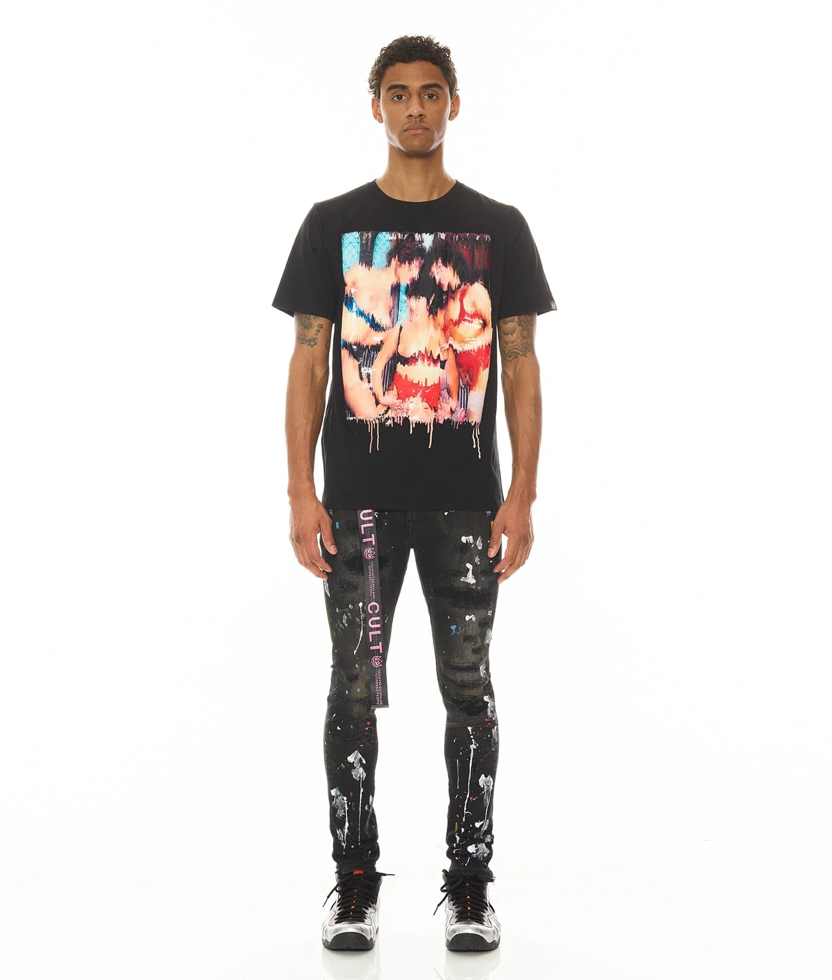 SHORT SLEEVE CREW NECK TEE " S&D ROCK N ROLL" IN BLACK - Image 3