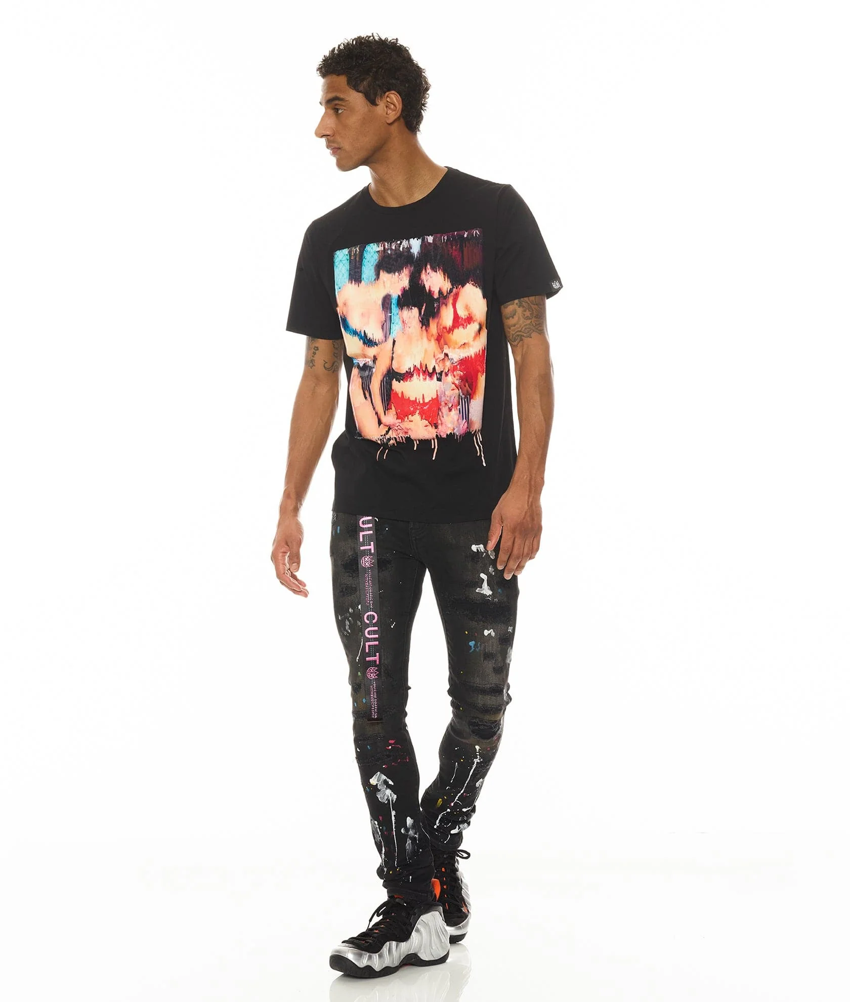 SHORT SLEEVE CREW NECK TEE " S&D ROCK N ROLL" IN BLACK - Image 4