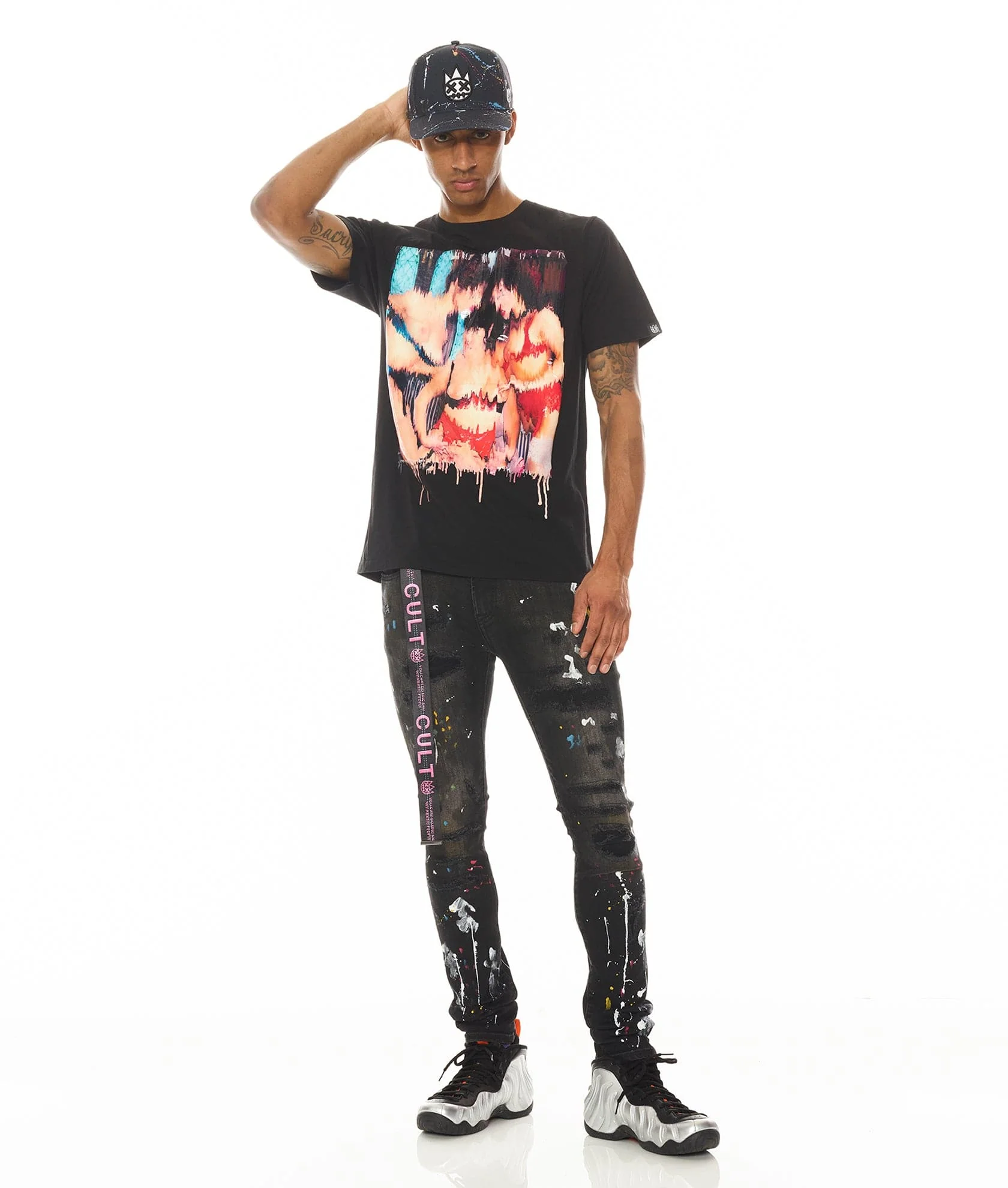 SHORT SLEEVE CREW NECK TEE " S&D ROCK N ROLL" IN BLACK - Image 5