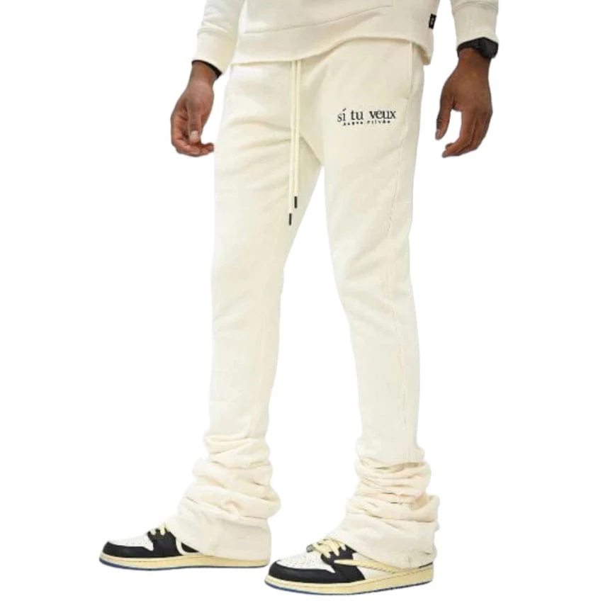 Si Tu Veux Veux Super Stacked Joggers (Ivory) TV0088 - Image 2
