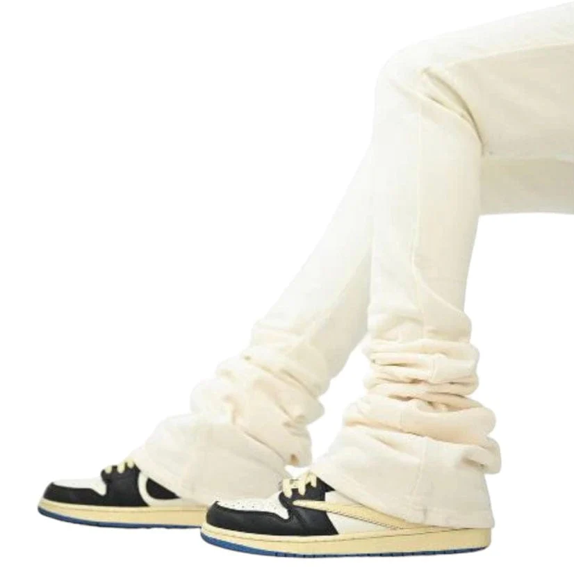 Si Tu Veux Veux Super Stacked Joggers (Ivory) TV0088 - Image 4