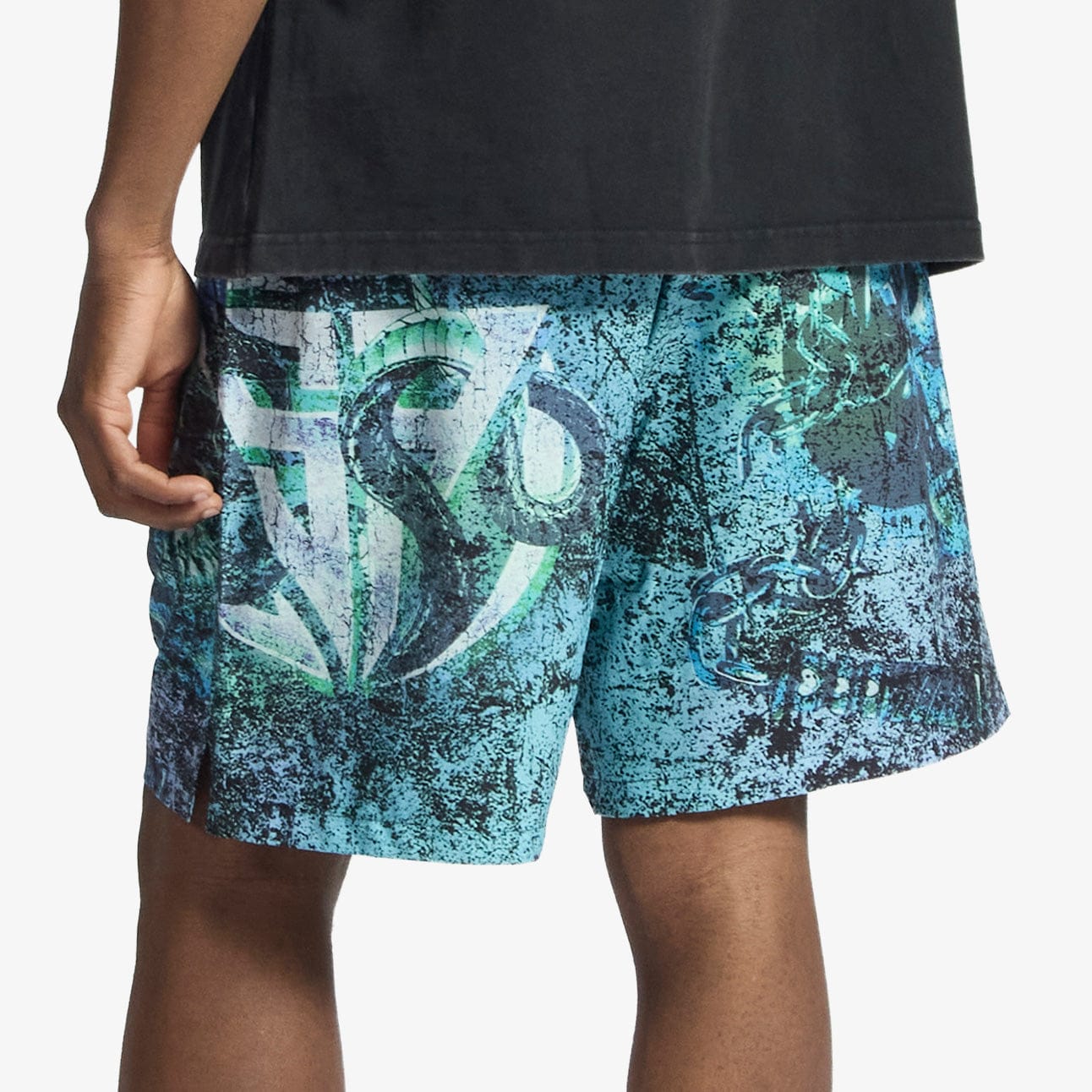 "Skid" Poly Shorts (green/purple) - Image 2