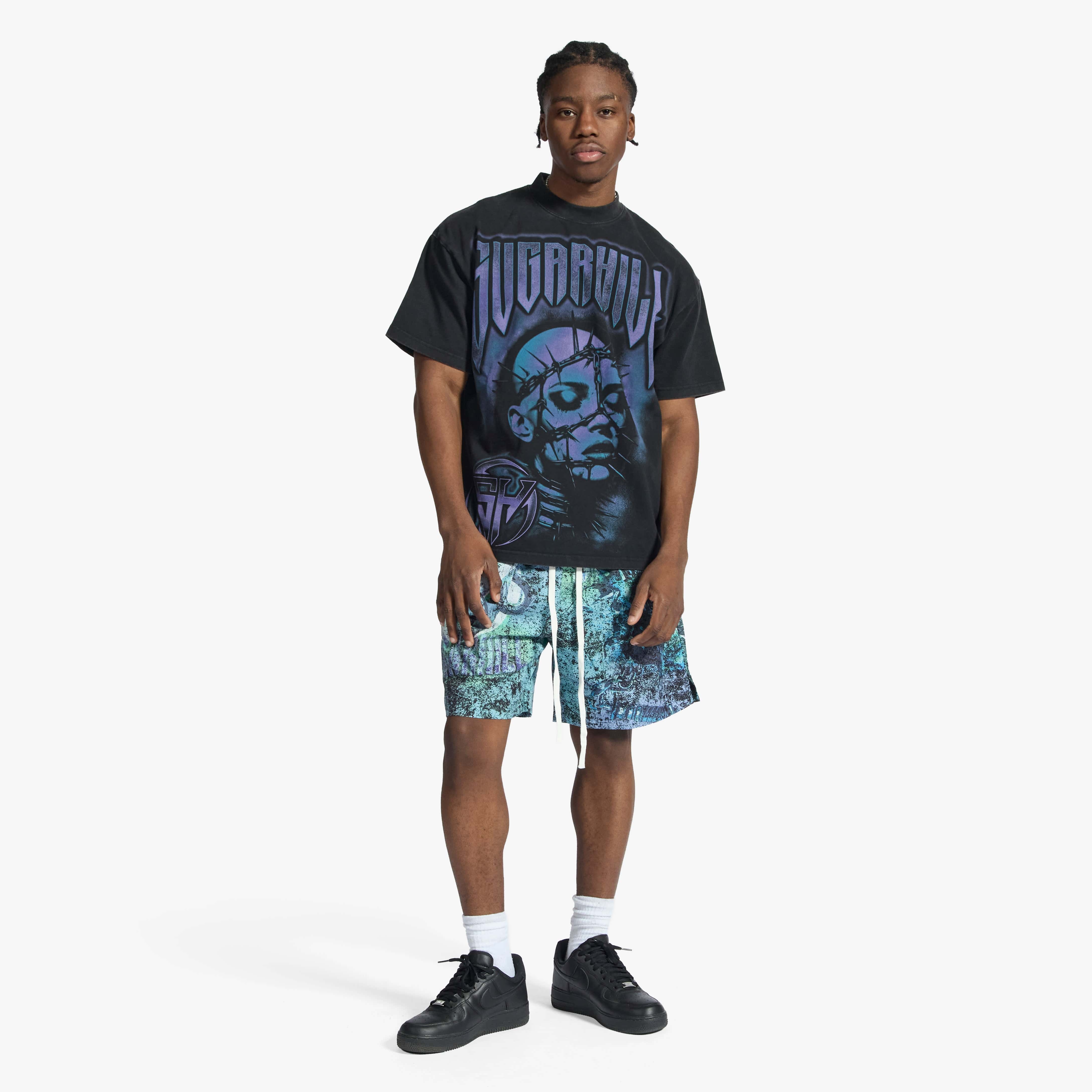 "Skid" Poly Shorts (green/purple) - Image 3