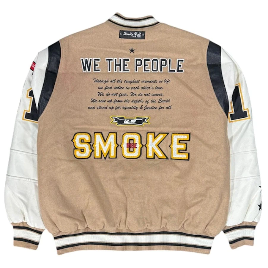 Smoke Rise All Gain No Pain Varsity Jacket (Beige) 82930 - Image 2