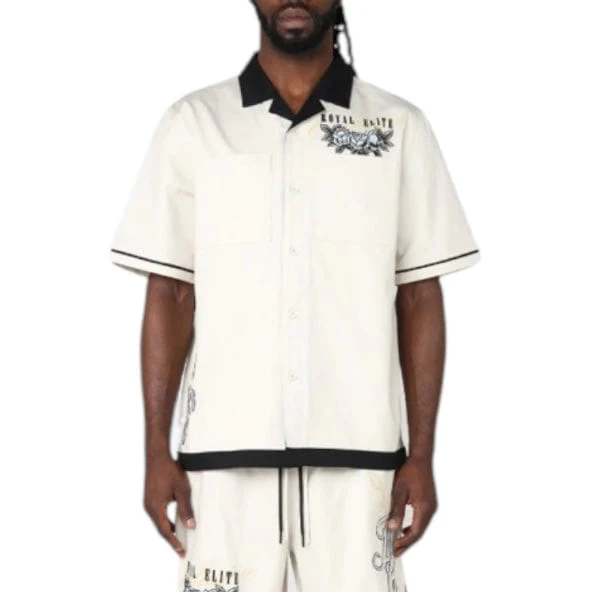 Smoke Rise Boxy Country Club SS Buttoned Down Set (Ecru/Black) WH25184