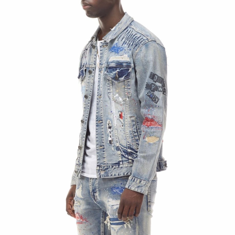 Smoke Rise Doodle Fashion Denim Jacket (Heritage Blue) JJ21611 - Image 3