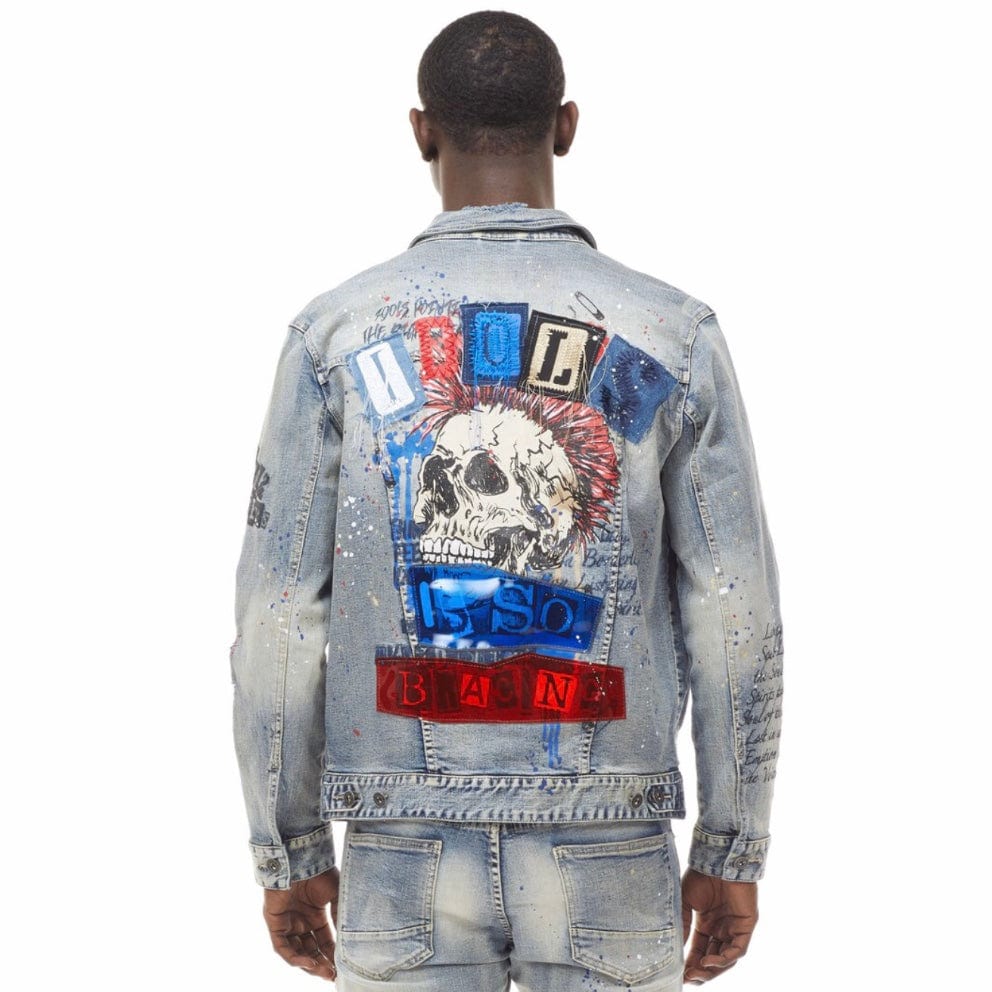 Smoke Rise Doodle Fashion Denim Jacket (Heritage Blue) JJ21611 - Image 5