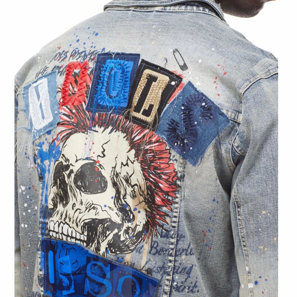 Smoke Rise Doodle Fashion Denim Jacket (Heritage Blue) JJ21611 - Image 6