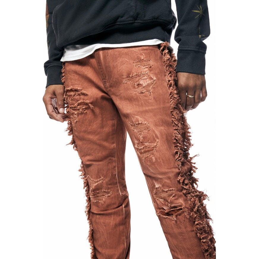 Smoke Rise Frayed Stacked Denim Jeans (Rust) JP23642 - Image 7