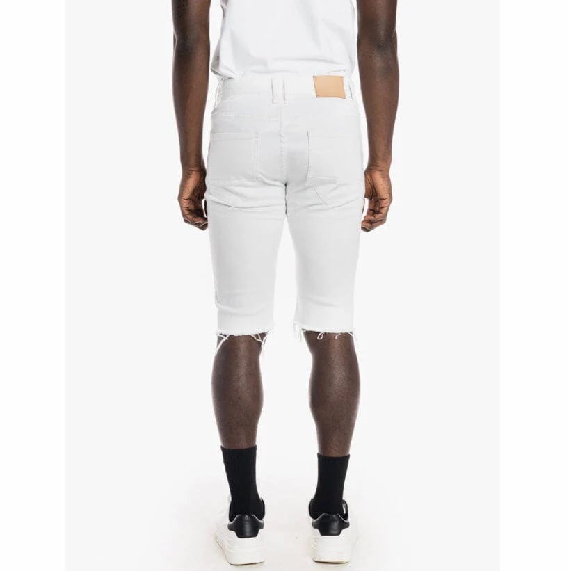 Smoke Rise Heavy Rip & Repair Denim Shorts (White) JS21121R - Image 4