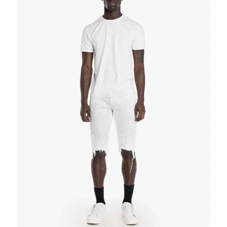 Smoke Rise Heavy Rip & Repair Denim Shorts (White) JS21121R - Image 5