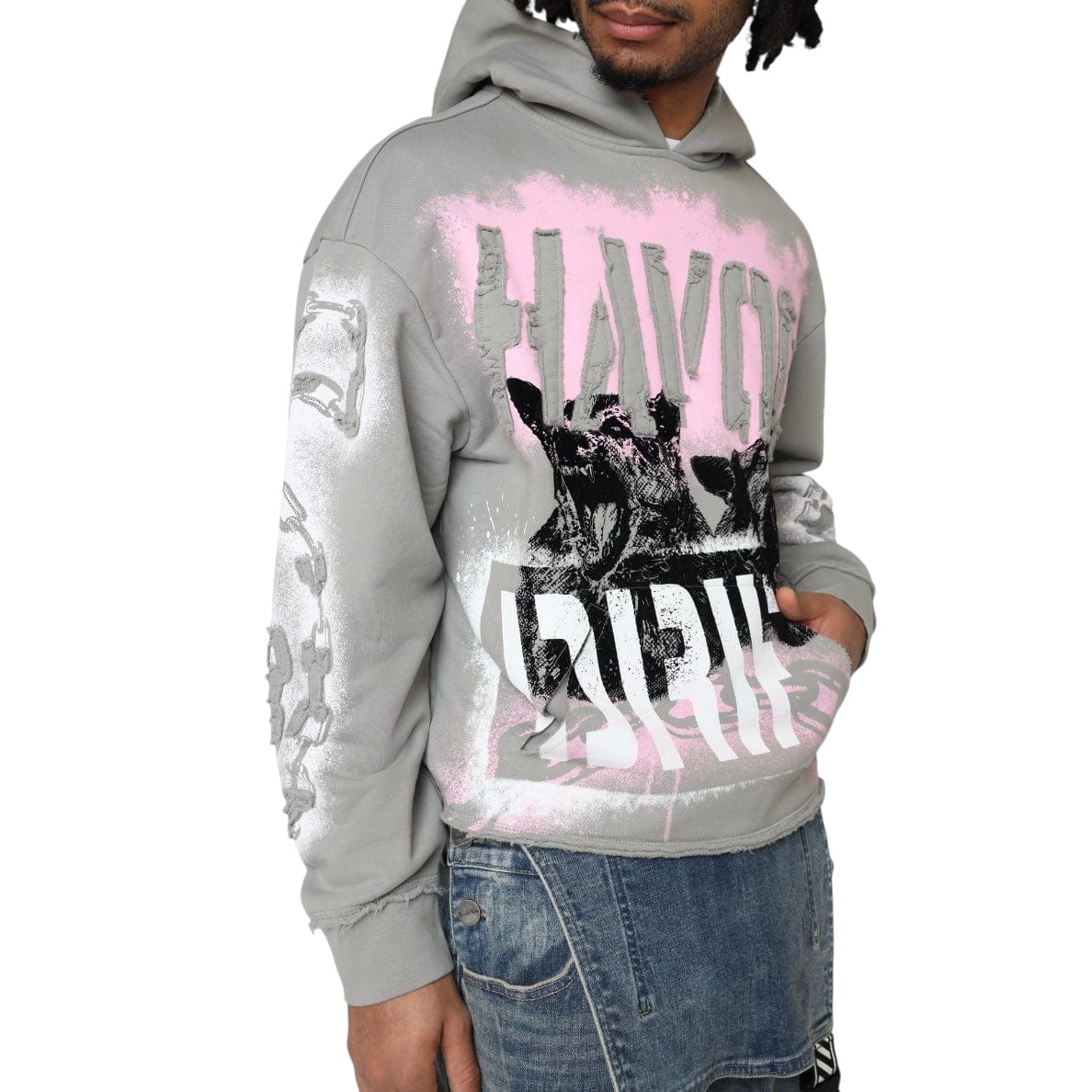 Smoke Rise Oversized Havoc Fleece Hoodie (Drizzle) FO25558 - Image 4