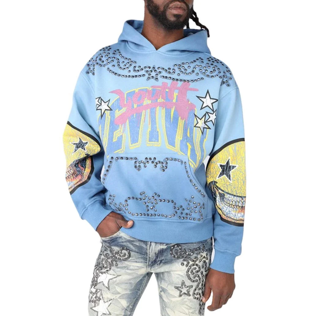 Smoke Rise Oversized Maximalist Fleece Hoodie (Dusk Blue) FO25158 - Image 2