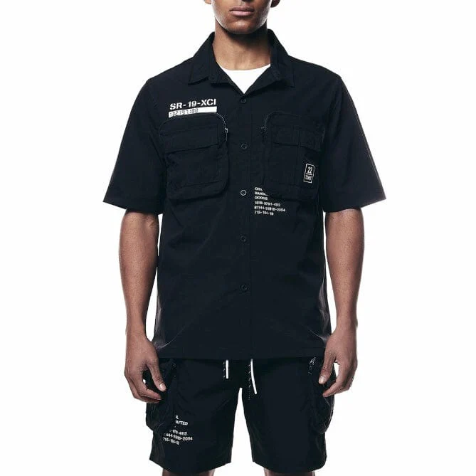 Smoke Rise Printed Nylon Utility Shirt (Black) WH23182