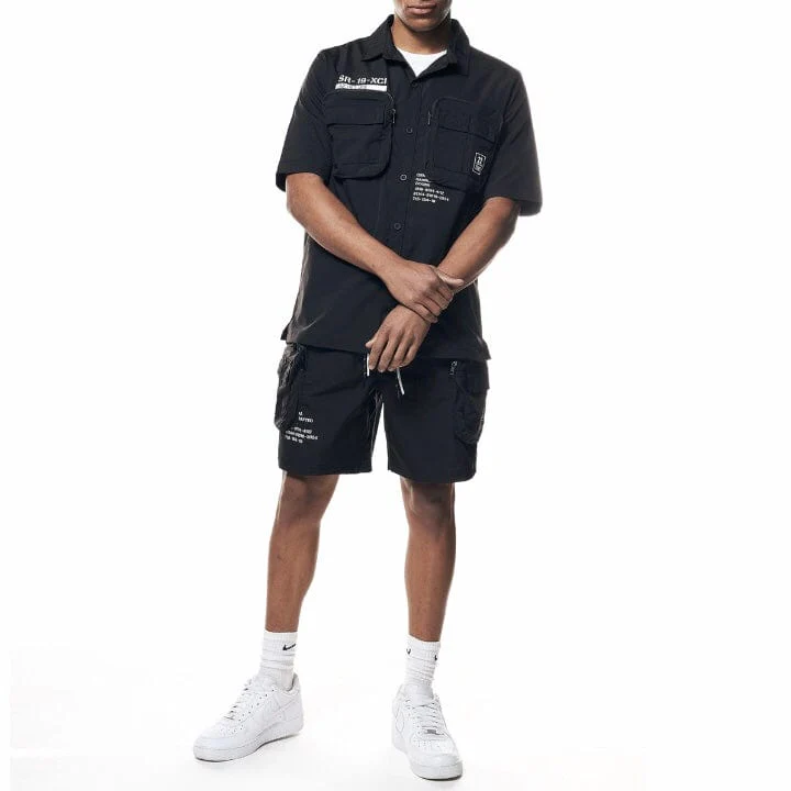 Smoke Rise Printed Nylon Utility Shirt (Black) WH23182 - Image 5