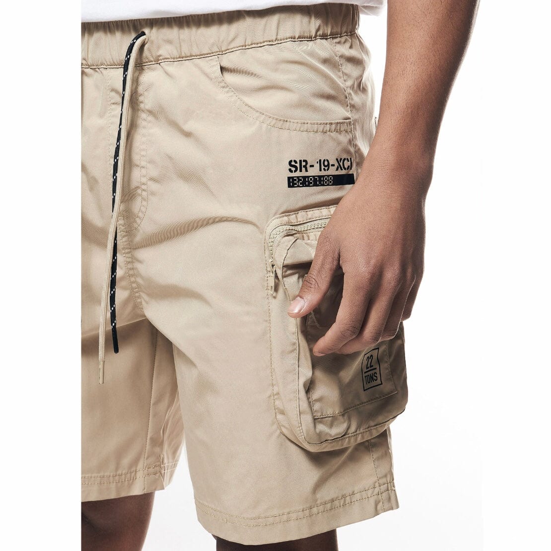 Smoke Rise Printed Nylon Utility Short (Khaki) WS23182 - Image 6