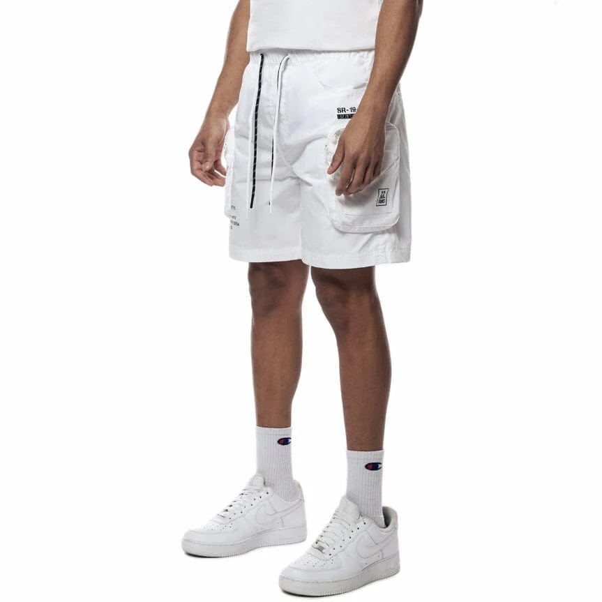 Smoke Rise Printed Nylon Utility Short (White) WS23182 - Image 2