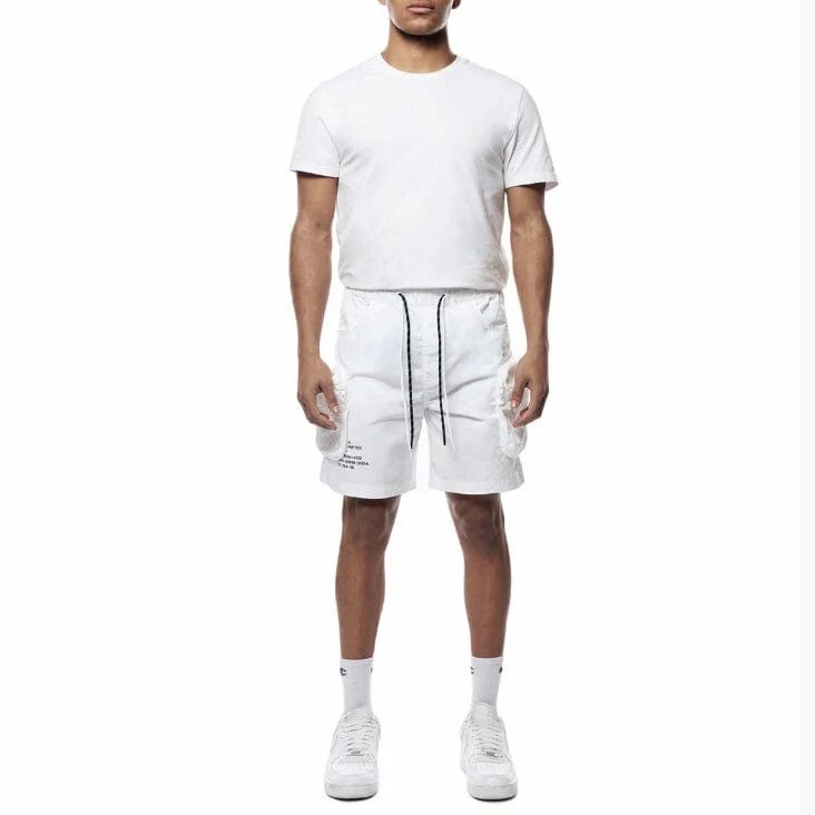 Smoke Rise Printed Nylon Utility Short (White) WS23182 - Image 4