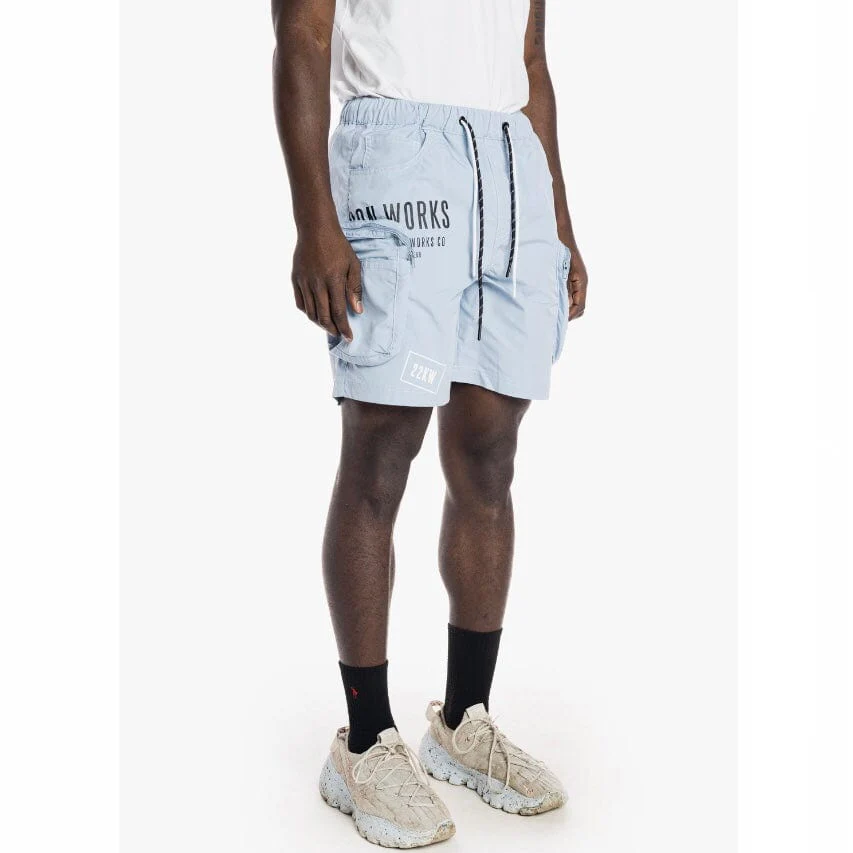 Smoke Rise Printed Utility Fashion Nylon Shorts (Pale Blue) WS22282 - Image 2