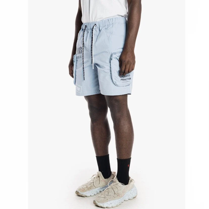 Smoke Rise Printed Utility Fashion Nylon Shorts (Pale Blue) WS22282 - Image 3